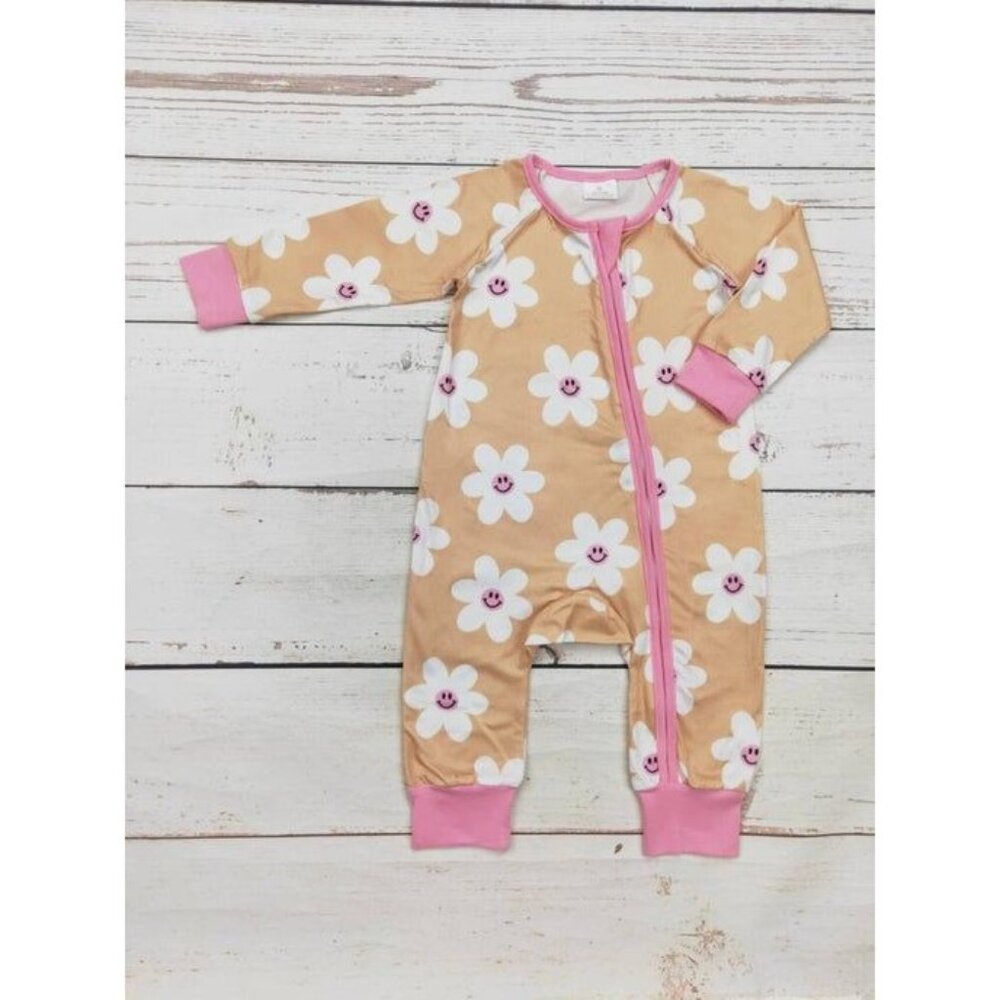 Baby Smiley Flower Zip Sleeper: 2T